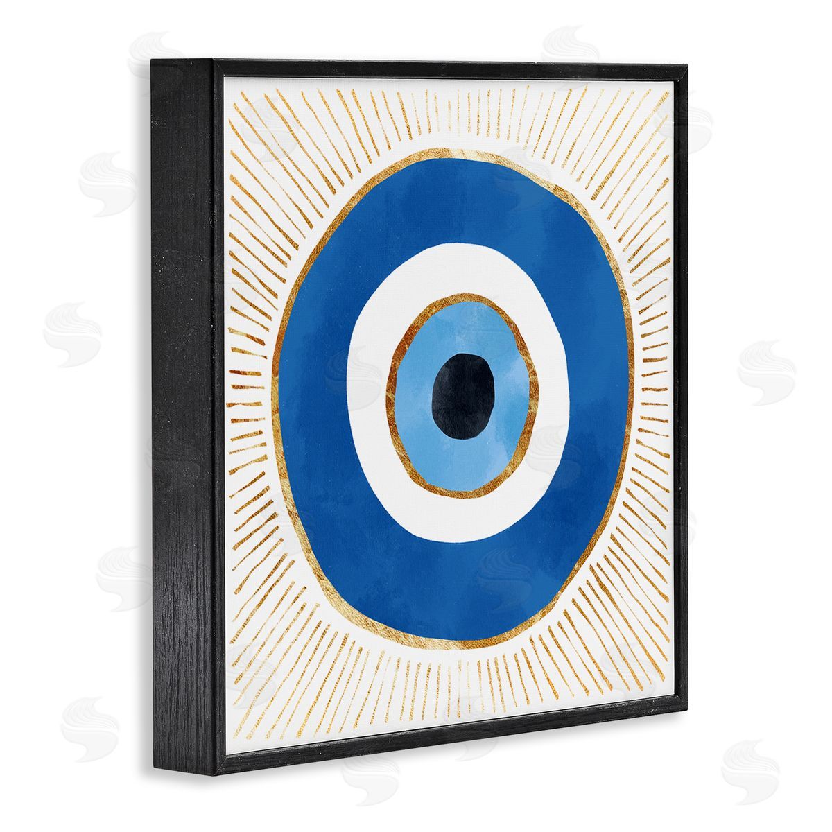 Evil Eye Symbol Striped Rays Black Frame Print Wall Art, Home Decor by Ziwei Li