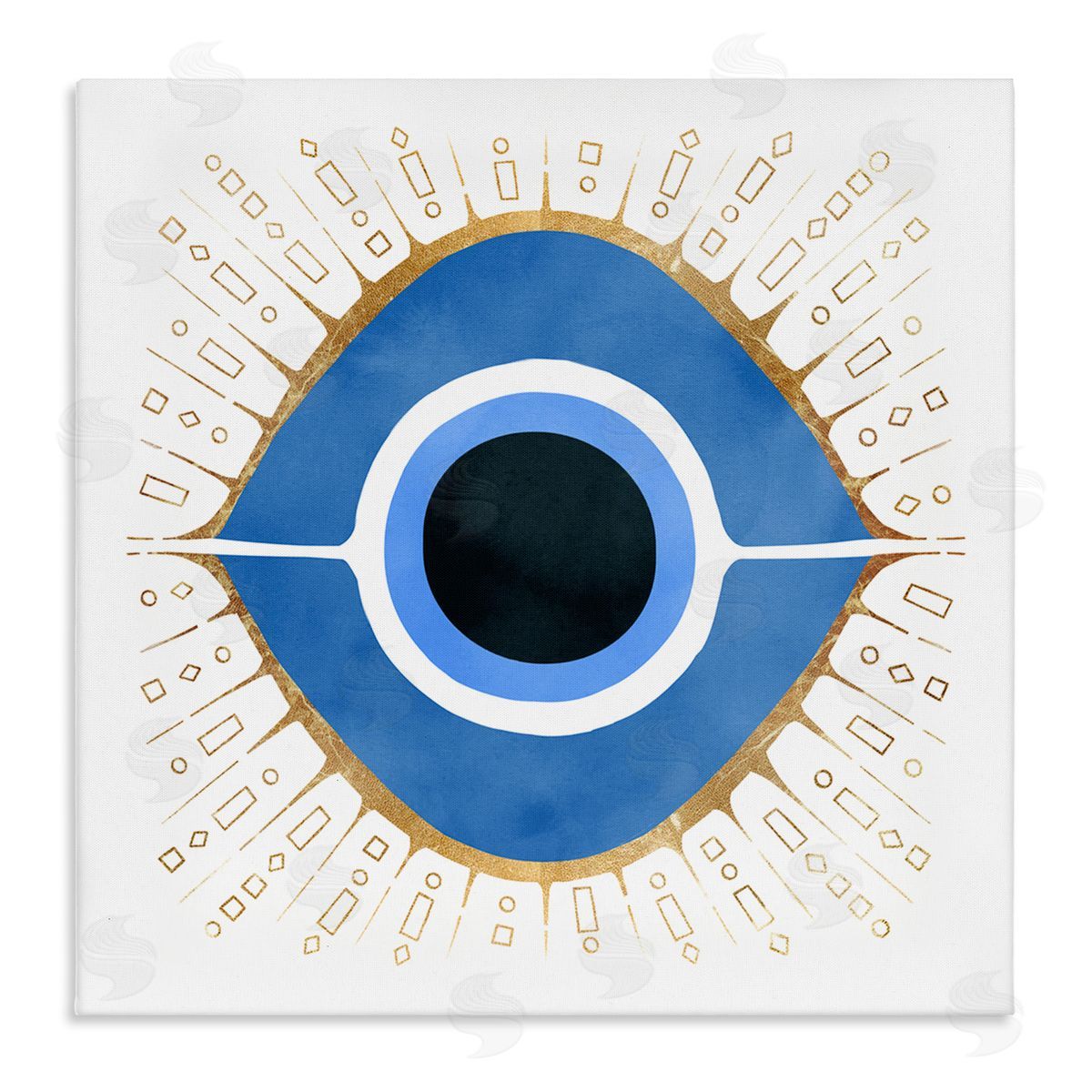 Ziwei Li Abstract Blue Evil Eye Symbol  Stretched Canvas Wall Art Print