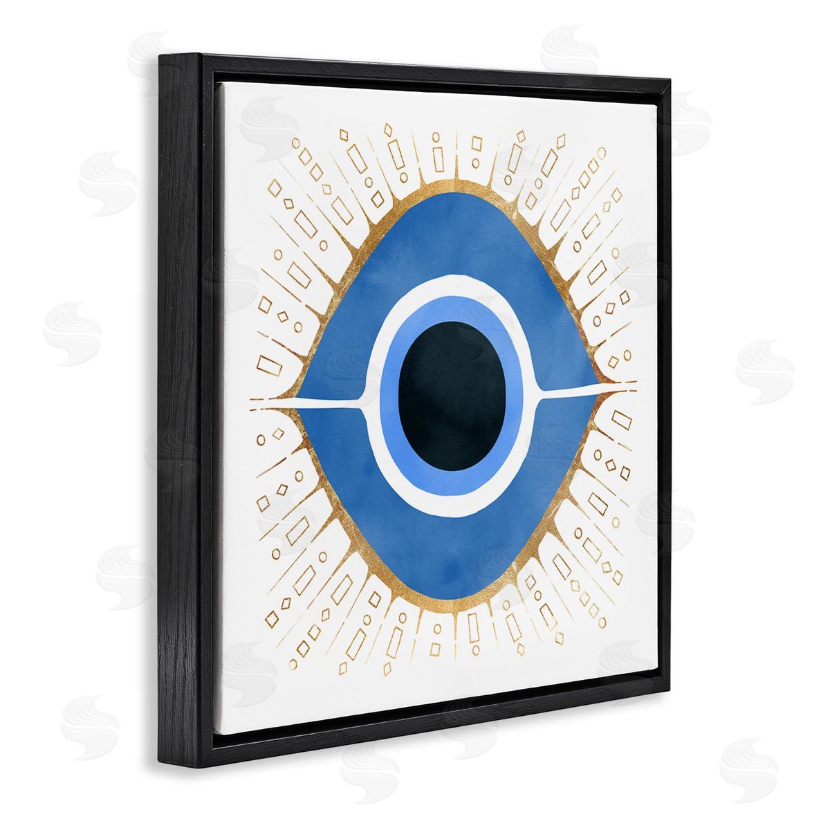 Ziwei Li Abstract Blue Evil Eye Symbol  Black Floating Frame Canvas Wall Art Print