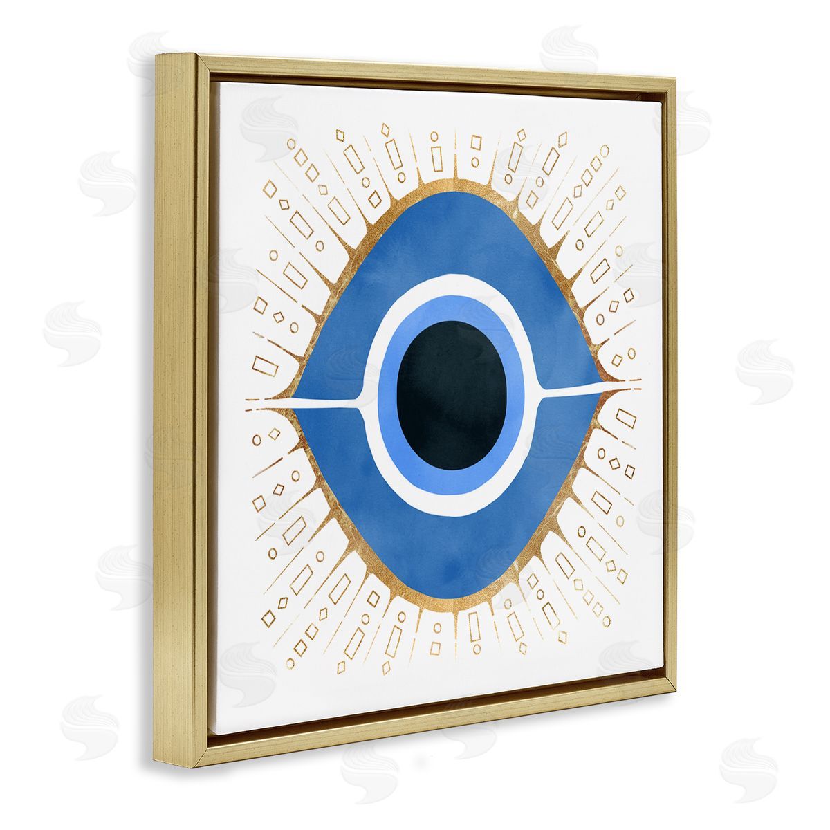 Ziwei Li Abstract Blue Evil Eye Symbol  Gold Floating Frame Canvas Wall Art Print