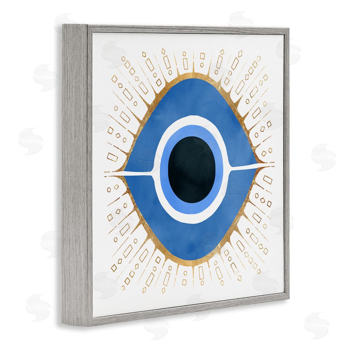 Ziwei Li Abstract Blue Evil Eye Symbol  Gray Framed Glicee Wall Art Print