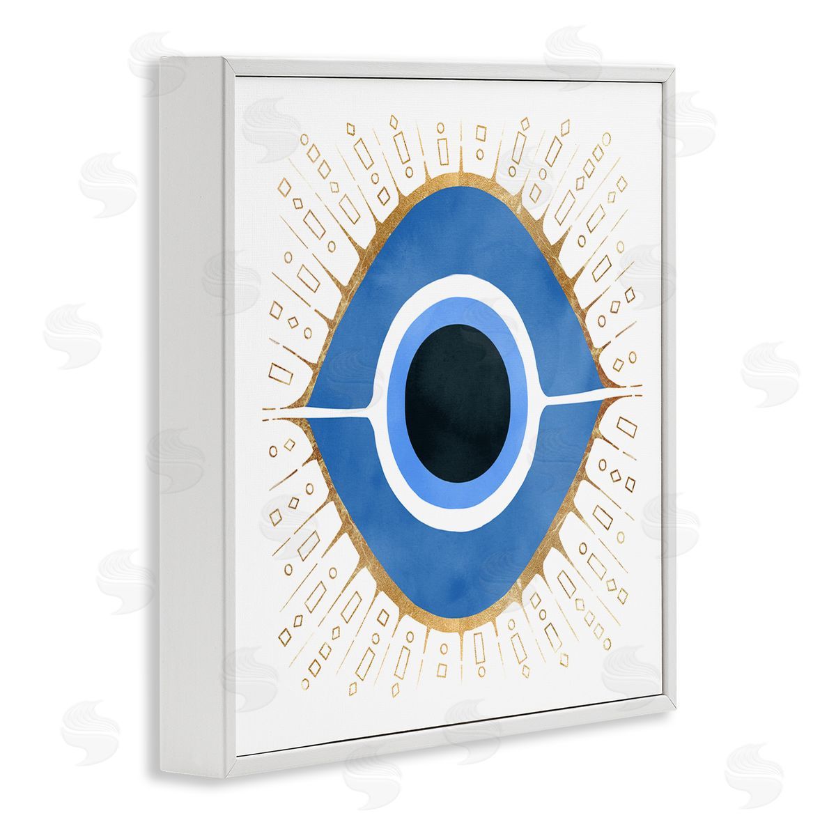 Ziwei Li Abstract Blue Evil Eye Symbol  White Framed Glicee Wall Art Print