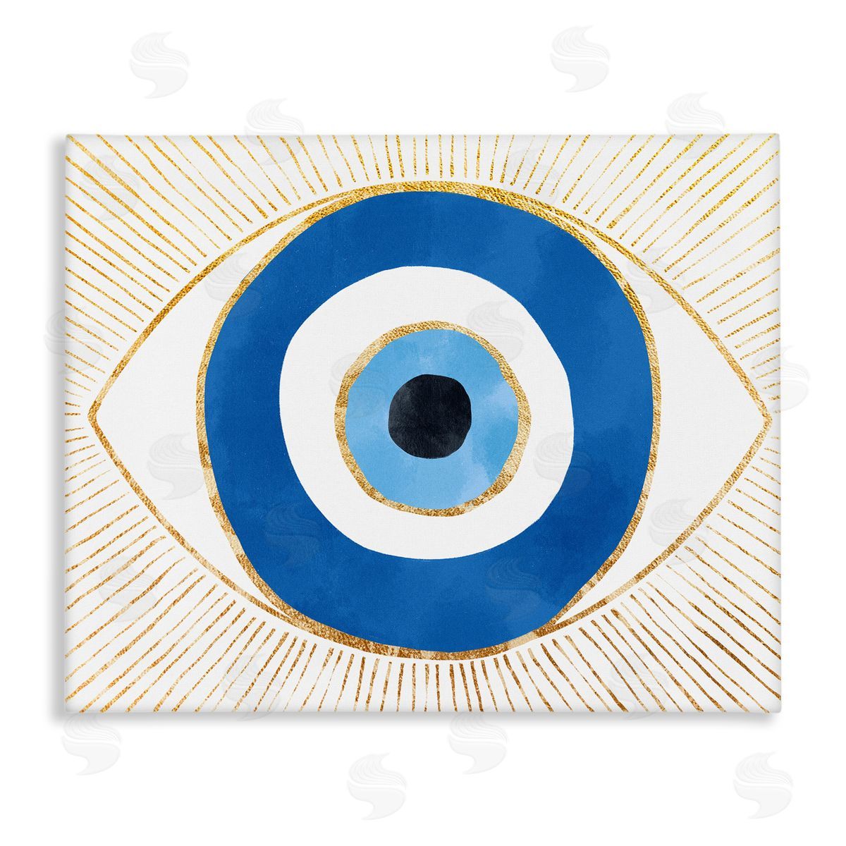 Evil Eye Shape Striped Mati Symbol Canvas Wall Art, Home Decor by Ziwei Li