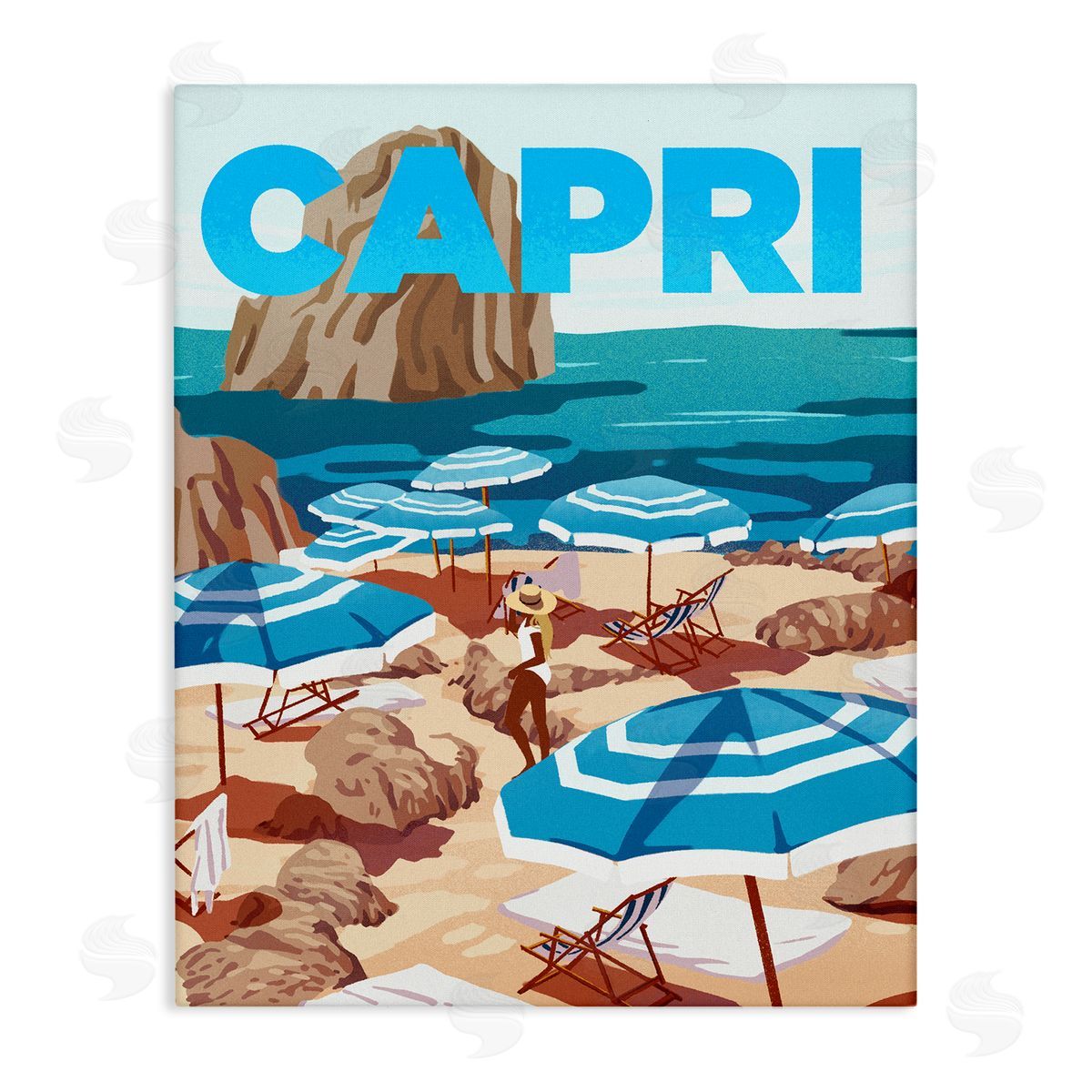 Capri Italian Summer Beach Island Canvas Wall Art, Home Decor by Ziwei Li