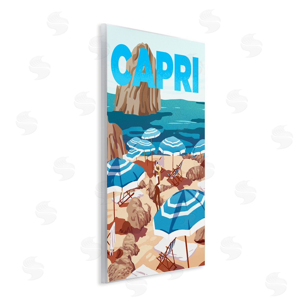 Capri Italian Summer Beach Island Wood Plaque Wall Art, Home Decor by Ziwei Li
