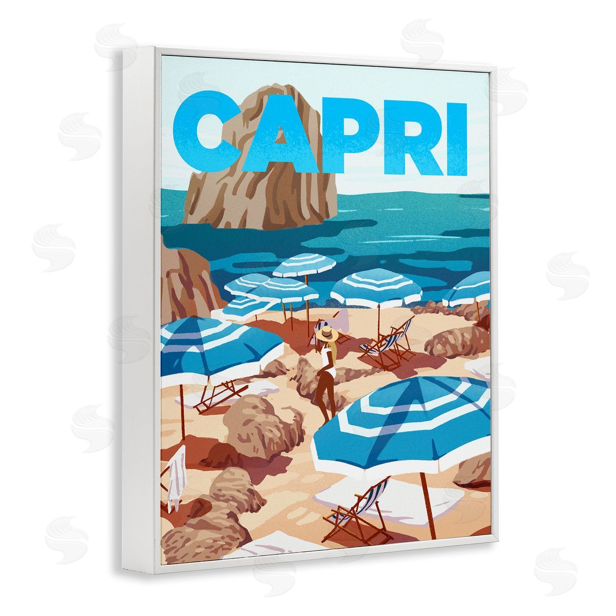 Capri Italian Summer Beach Island White Frame Print Wall Art, Home Decor by Ziwei Li