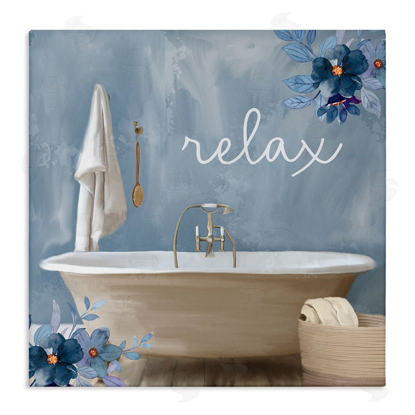 Kim Allen | Blue Floral Relax Bathroom Scene