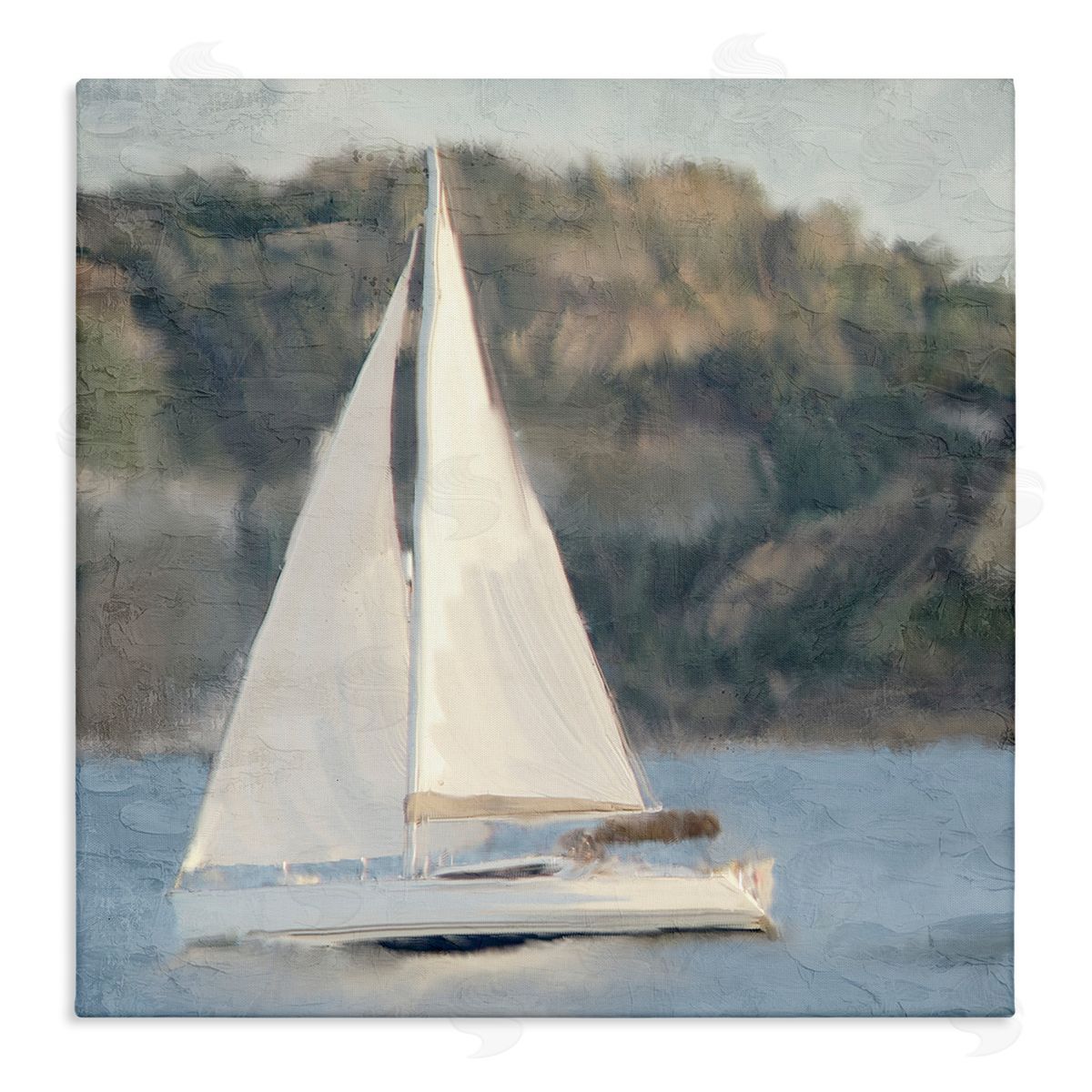 Kim Allen Nautical Sailboat Rocky Mountain Cliffs Stretched Canvas Wall Art Print