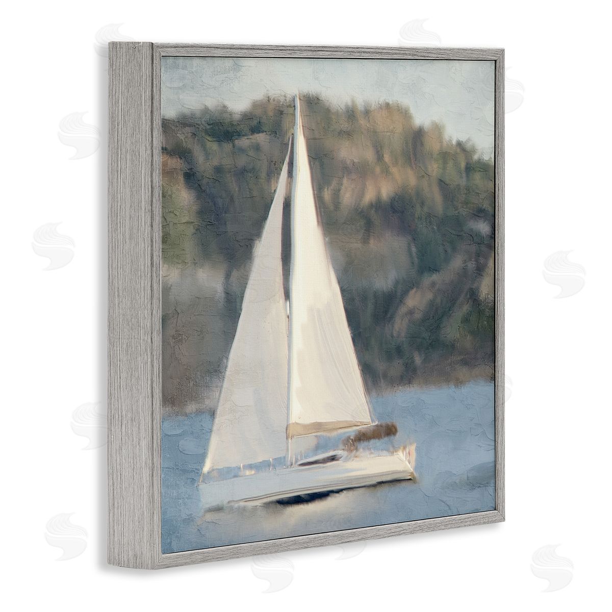 Kim Allen Nautical Sailboat Rocky Mountain Cliffs Gray Framed Glicee Wall Art Print