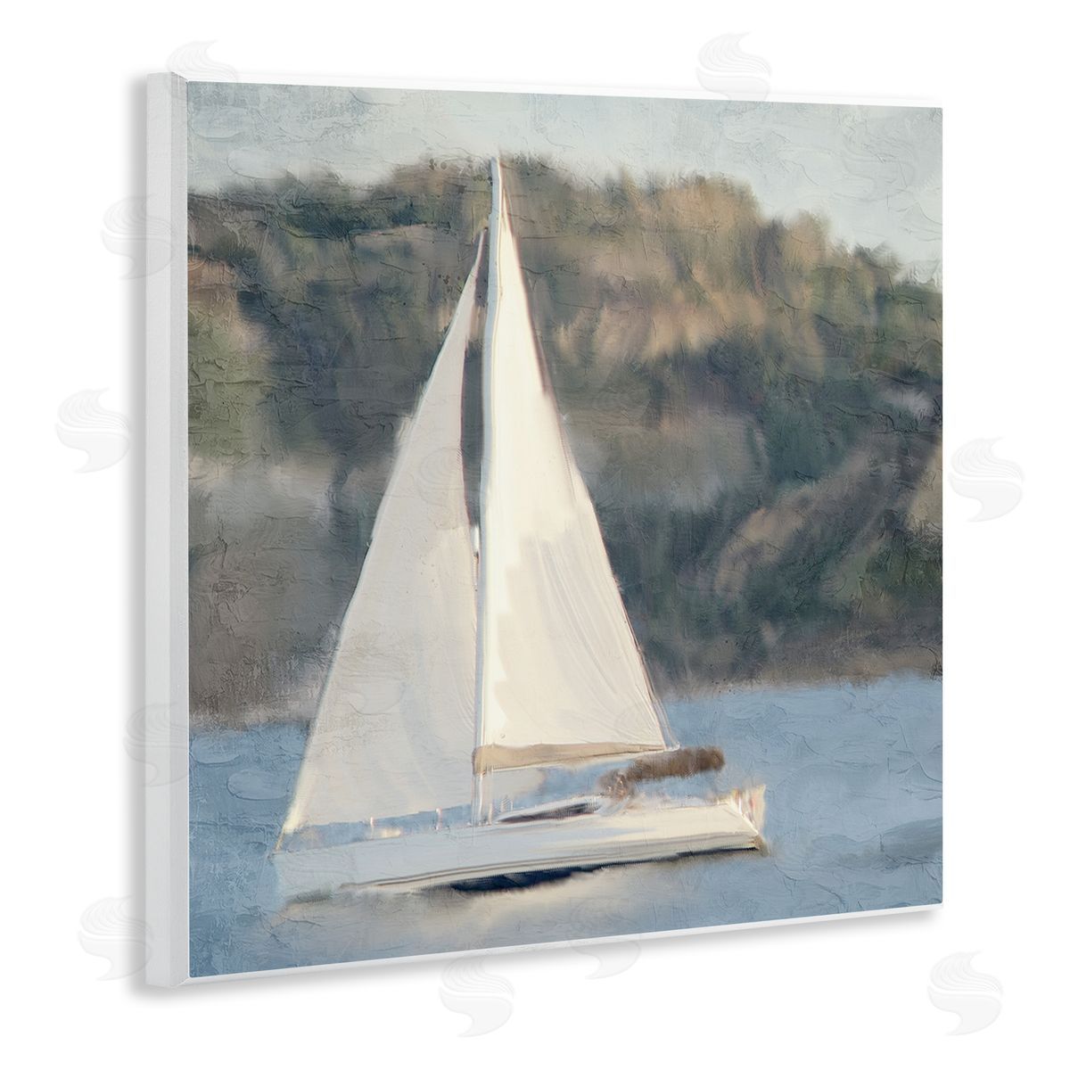 Kim Allen Nautical Sailboat Rocky Mountain Cliffs Wooden Wall Plaque Art Print