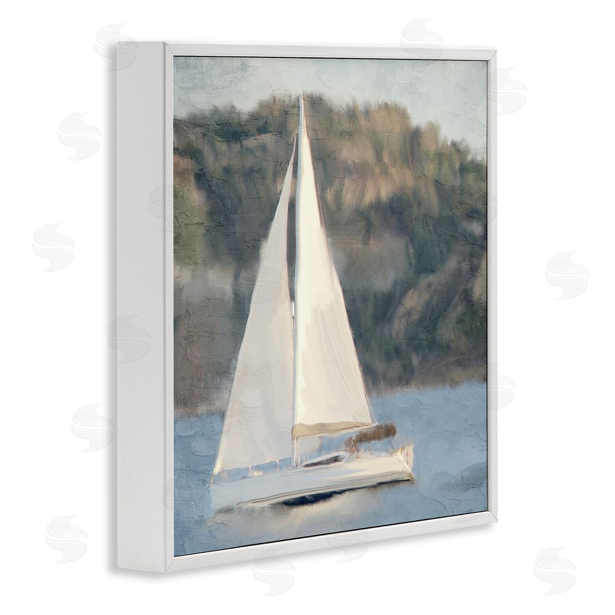 Kim Allen Nautical Sailboat Rocky Mountain Cliffs White Framed Glicee Wall Art Print