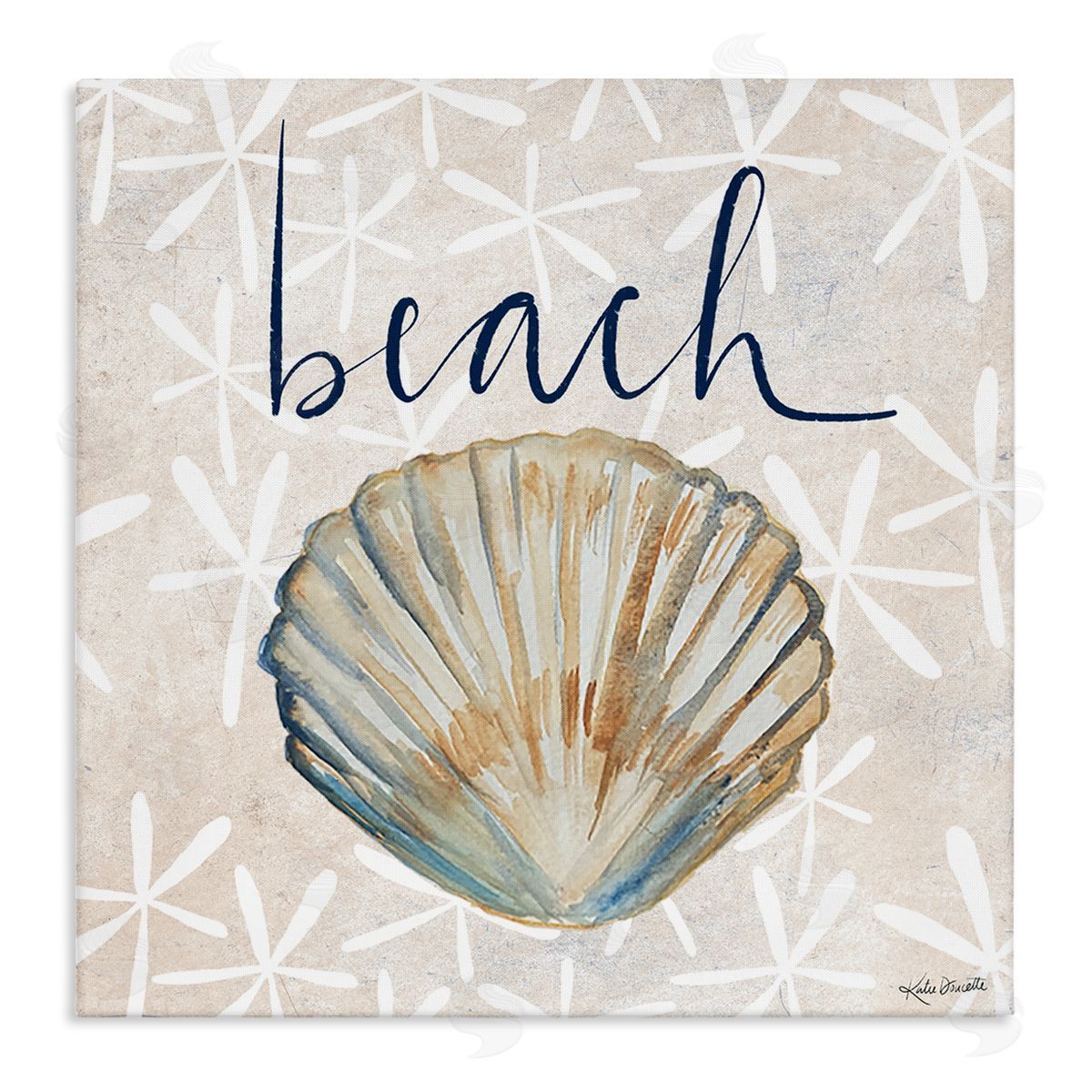 Katie Doucette Beach Seashell Patterned Florals Stretched Canvas Wall Art Print