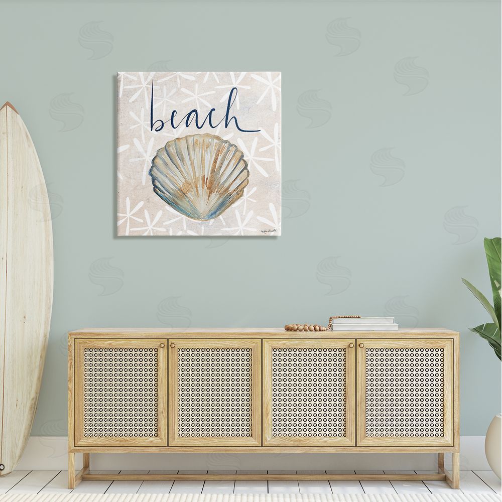 Katie Doucette Beach Seashell Patterned Florals Canvas Wall Art in Room