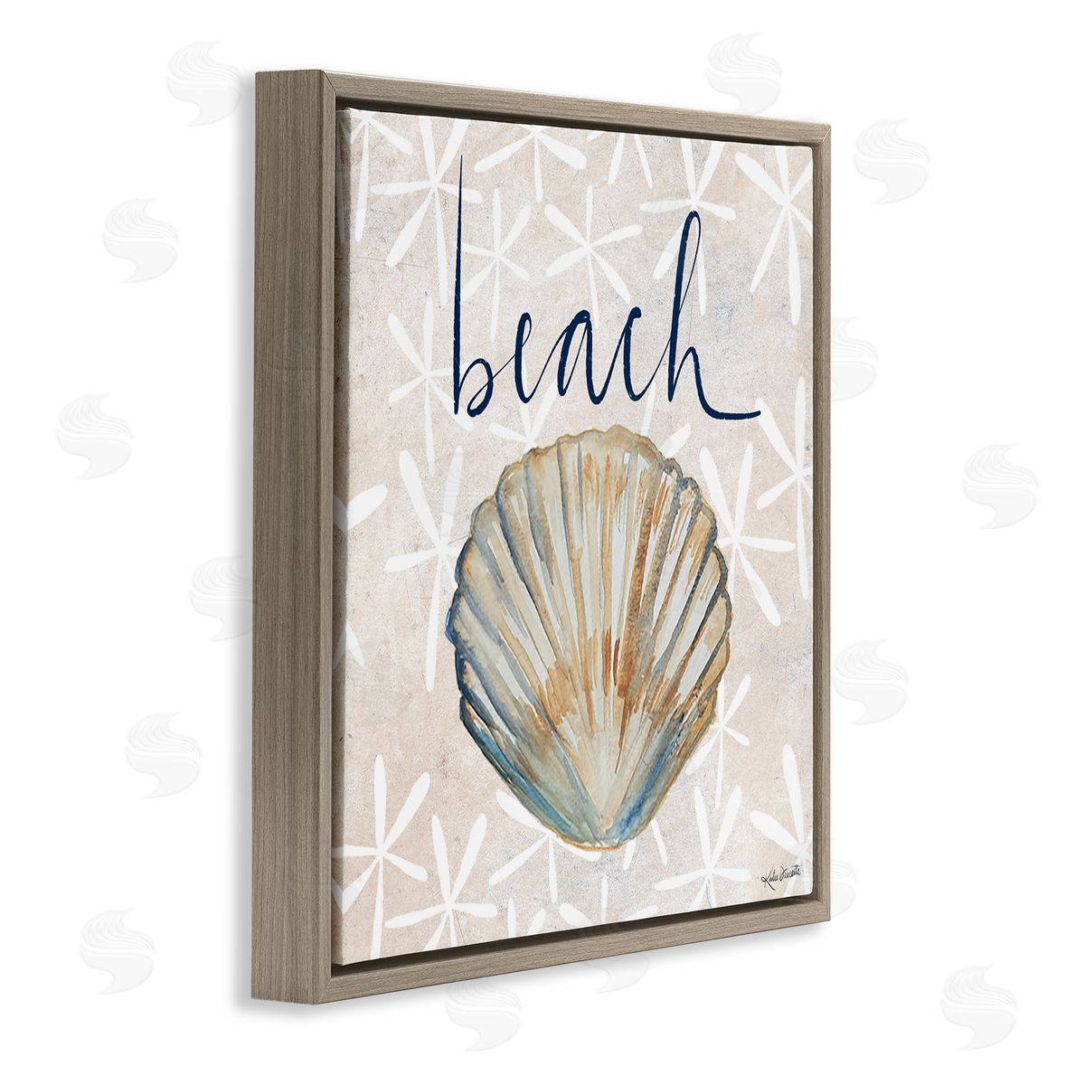 Katie Doucette Beach Seashell Patterned Florals Brown Floating Frame Canvas Wall Art Print