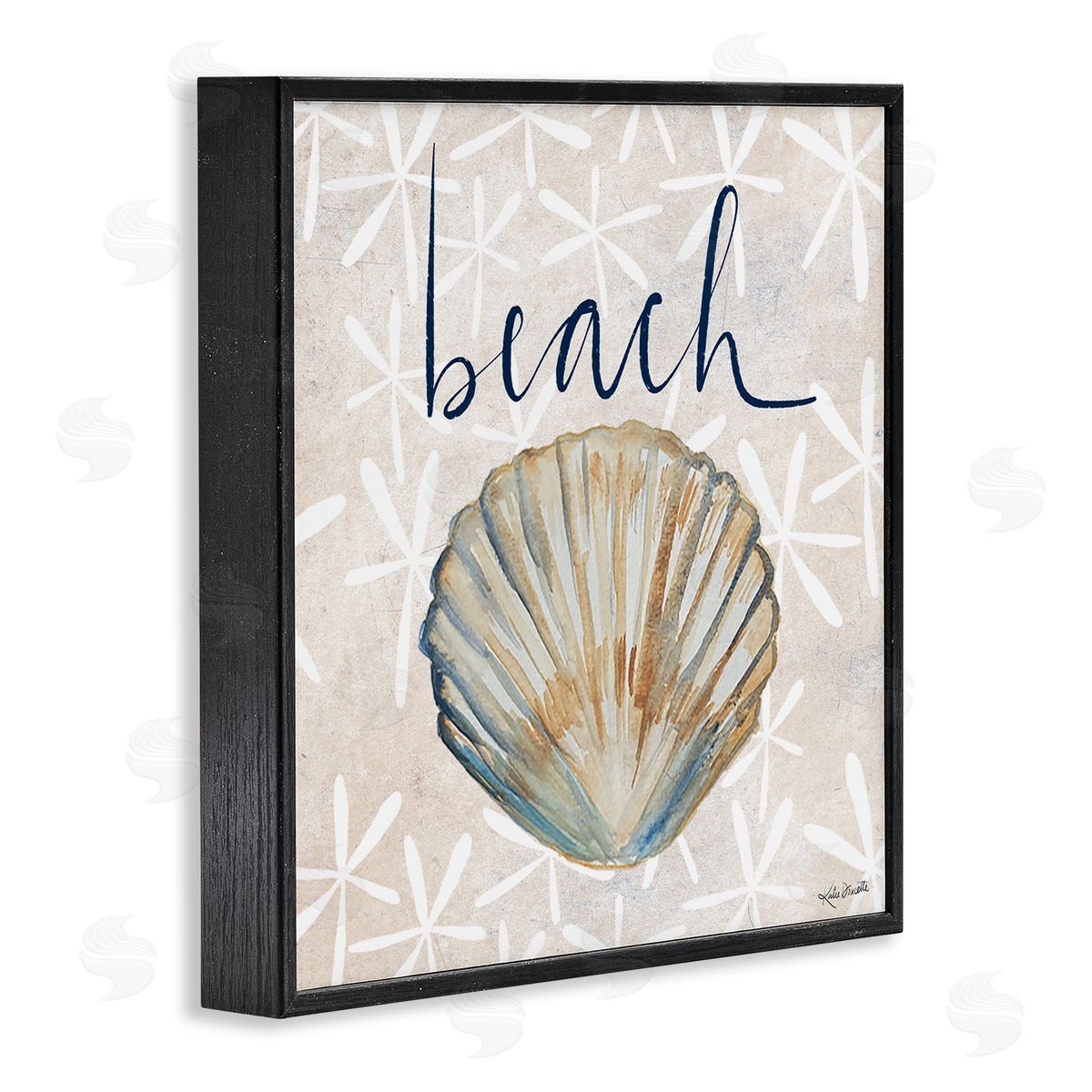 Katie Doucette Beach Seashell Patterned Florals Black Framed Glicee Wall Art Print