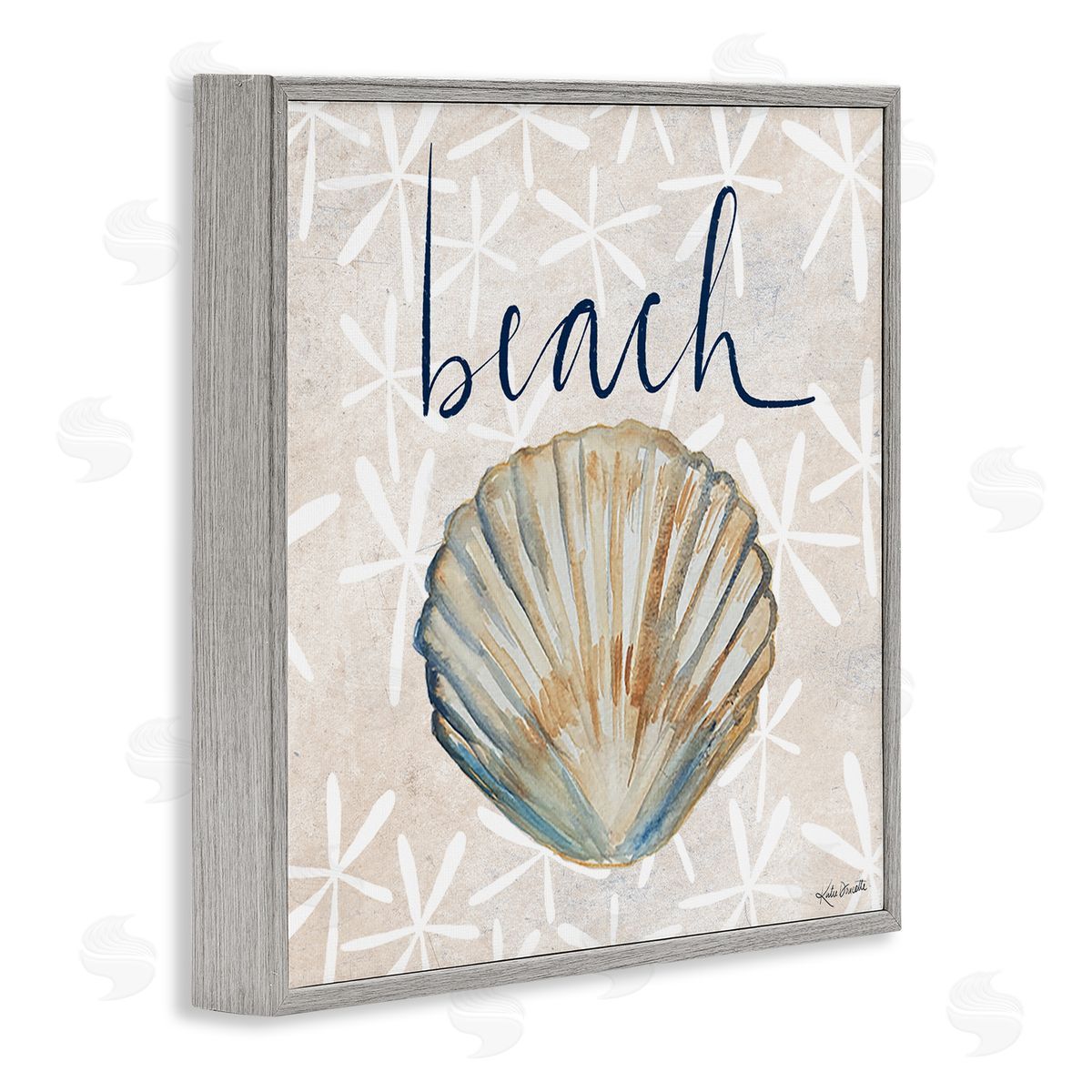 Katie Doucette Beach Seashell Patterned Florals Gray Framed Glicee Wall Art Print
