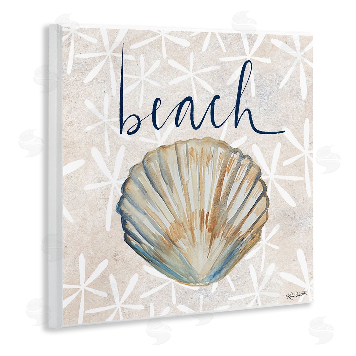 Katie Doucette Beach Seashell Patterned Florals Wooden Wall Plaque Art Print