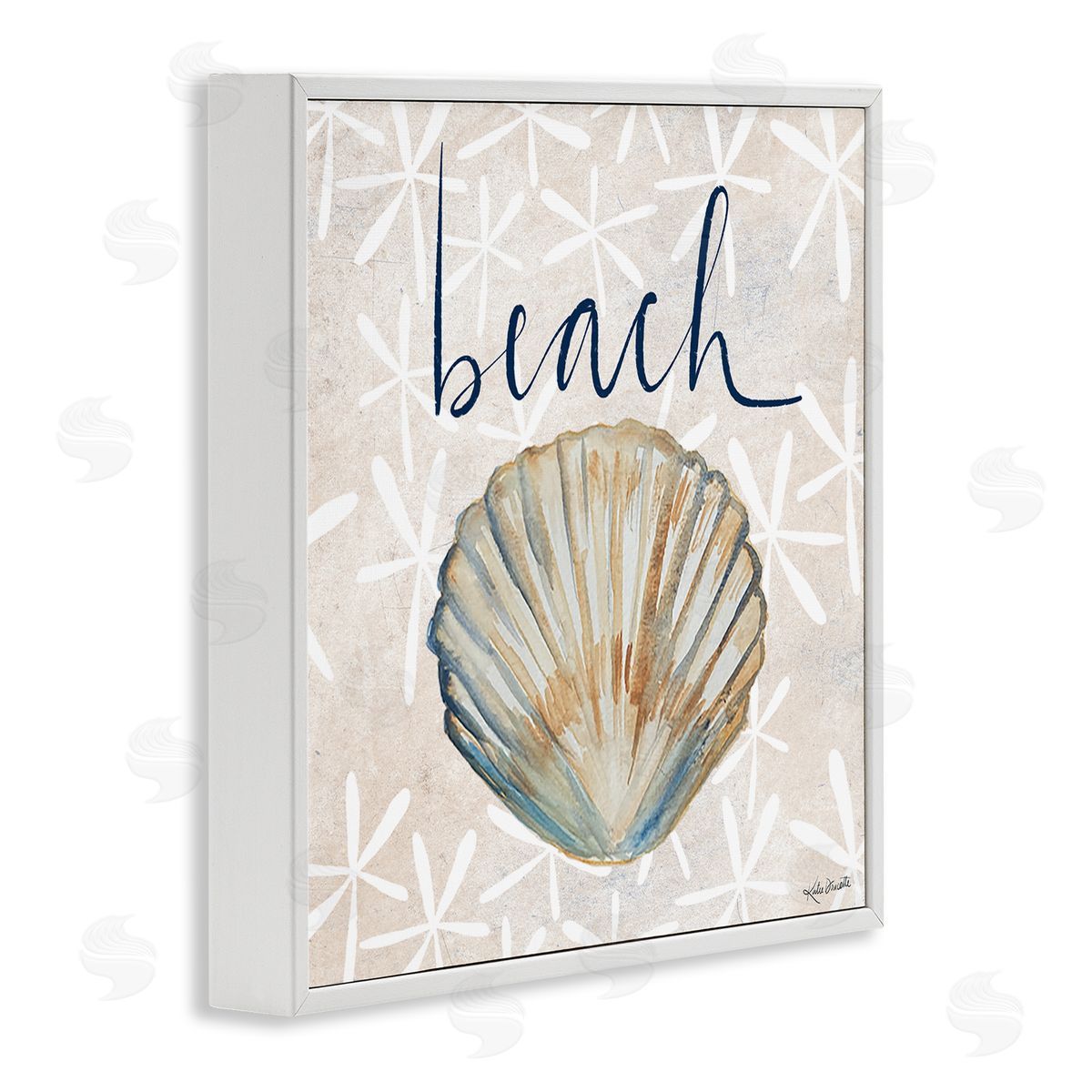 Katie Doucette Beach Seashell Patterned Florals White Framed Glicee Wall Art Print