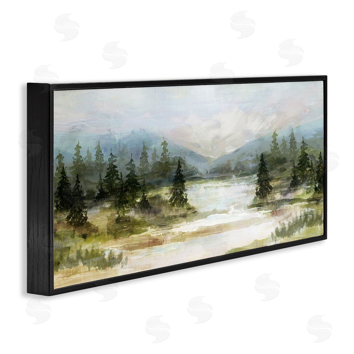 Vast Country Landscape Rural Mountains Black Frame Print Wall Art, Home Decor by Nina Blue