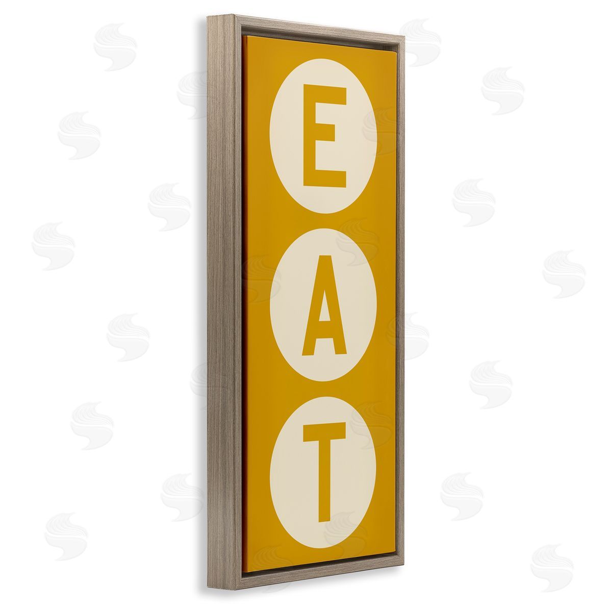 Retro Style Eat Circle Letters Sign Brown Floating Frame Canvas Wall Art, Home Decor by Ryan Fowler