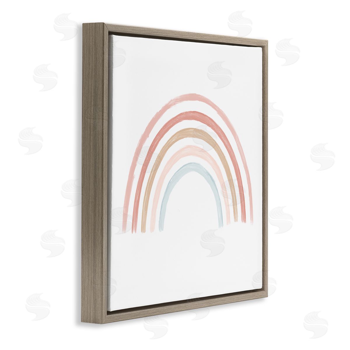 Stupell Studio Pastel Rainbow Arch Illustration Brown Floating Frame Canvas Wall Art Print