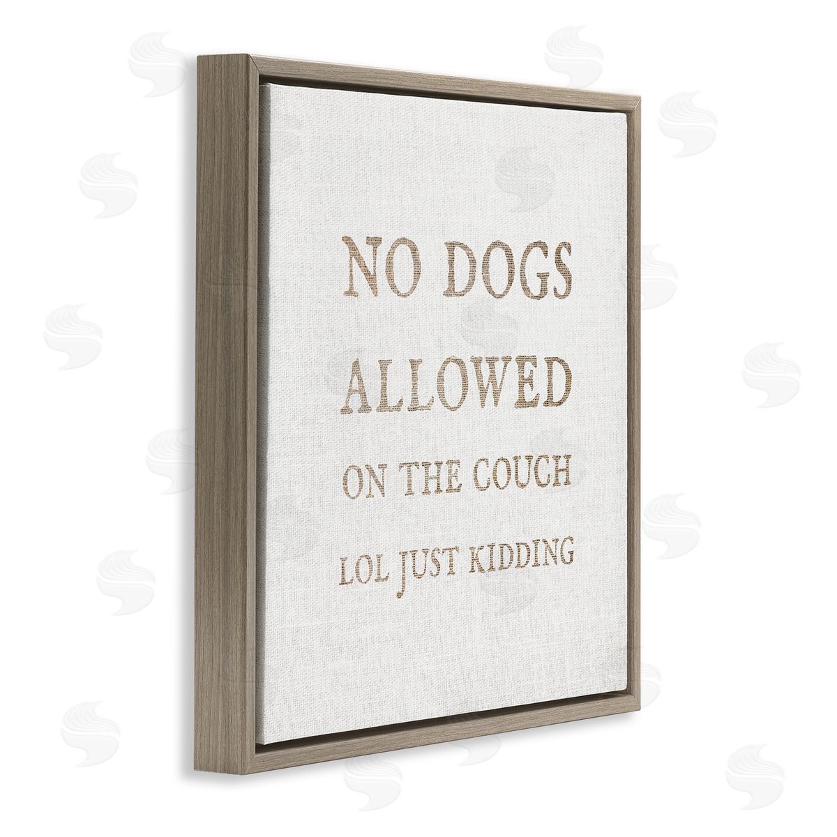 Stupell Studio No Dogs Allowed Pet Humor Brown Floating Frame Canvas Wall Art Print