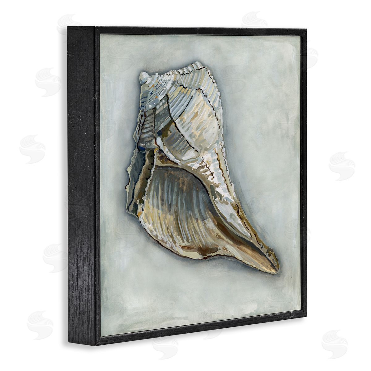 Erica Christopher Nautical Conch Shell  Black Framed Glicee Wall Art Print