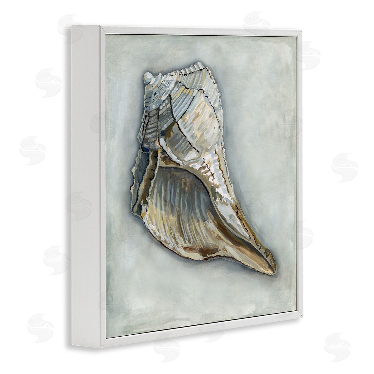 Erica Christopher Nautical Conch Shell  White Framed Glicee Wall Art Print