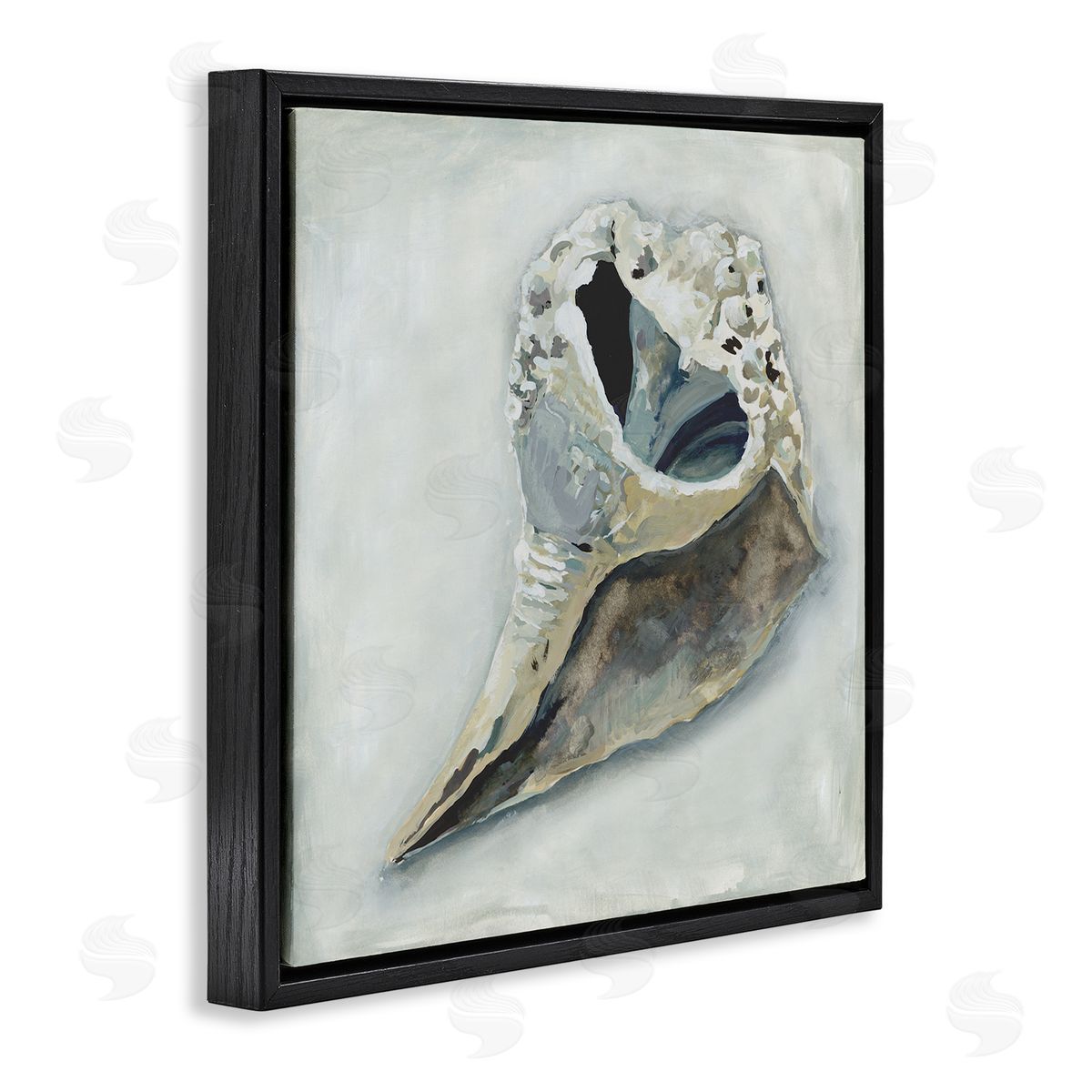 Erica Christopher Nautical Conch Seashell Black Floating Frame Canvas Wall Art Print
