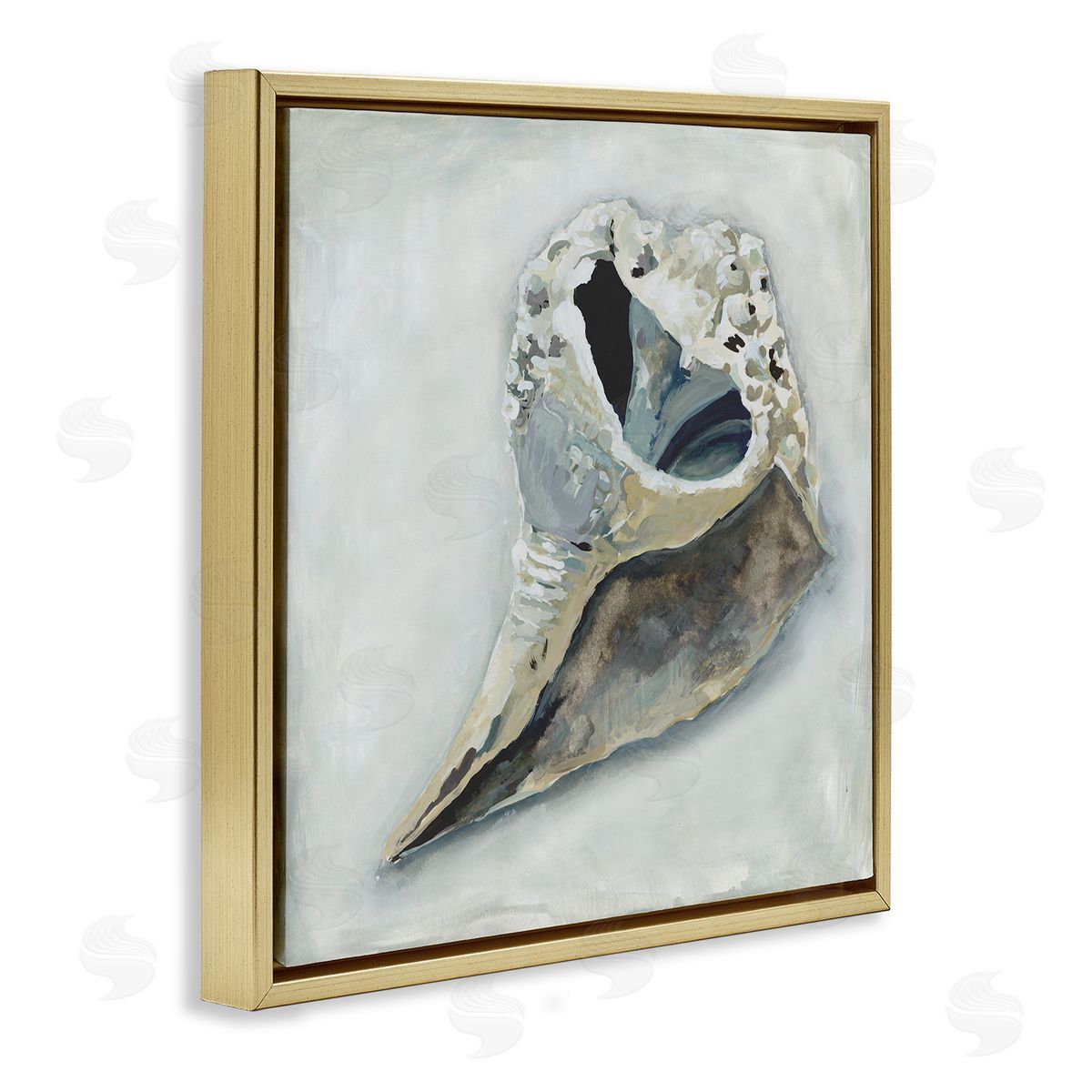 Erica Christopher Nautical Conch Seashell Gold Floating Frame Canvas Wall Art Print