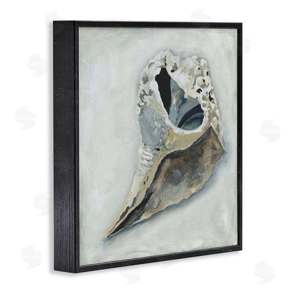 Erica Christopher Nautical Conch Seashell Black Framed Glicee Wall Art Print