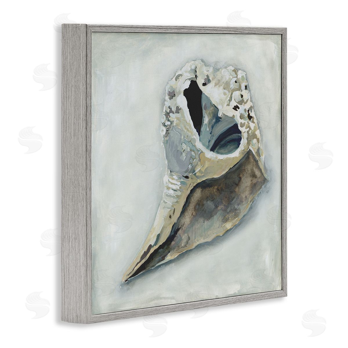 Erica Christopher Nautical Conch Seashell Gray Framed Glicee Wall Art Print