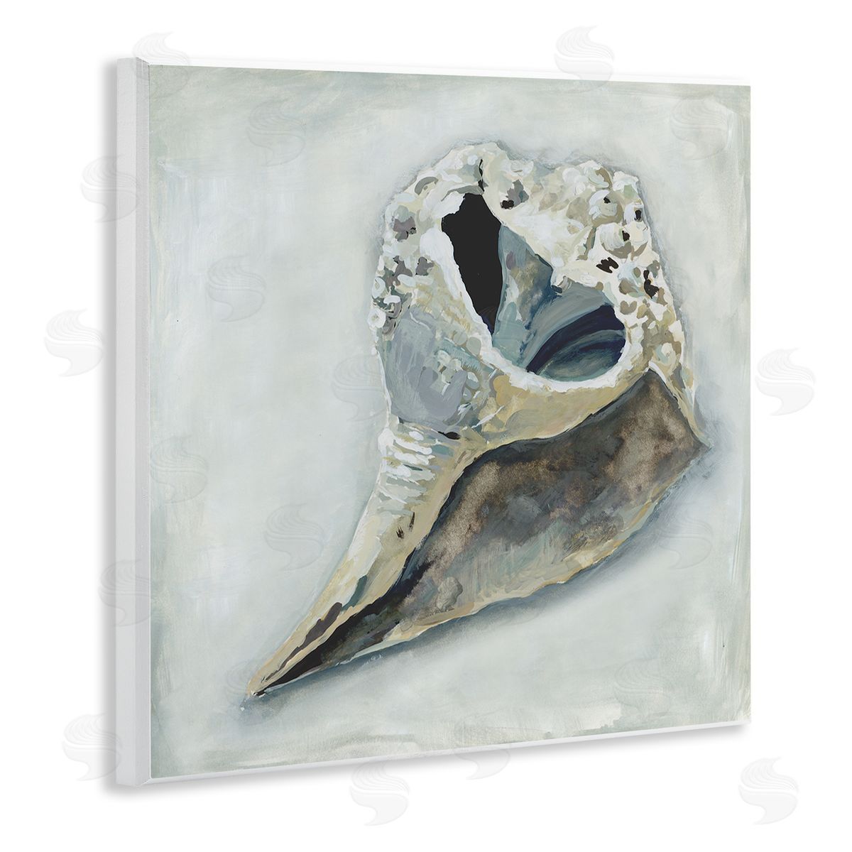 Erica Christopher Nautical Conch Seashell Wooden Wall Plaque Art Print