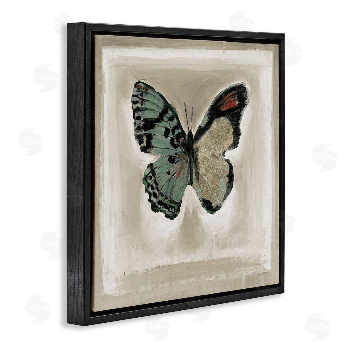 Stacy D'Aguiar Asymmetrical Butterfly Wings Black Floating Frame Canvas Wall Art Print