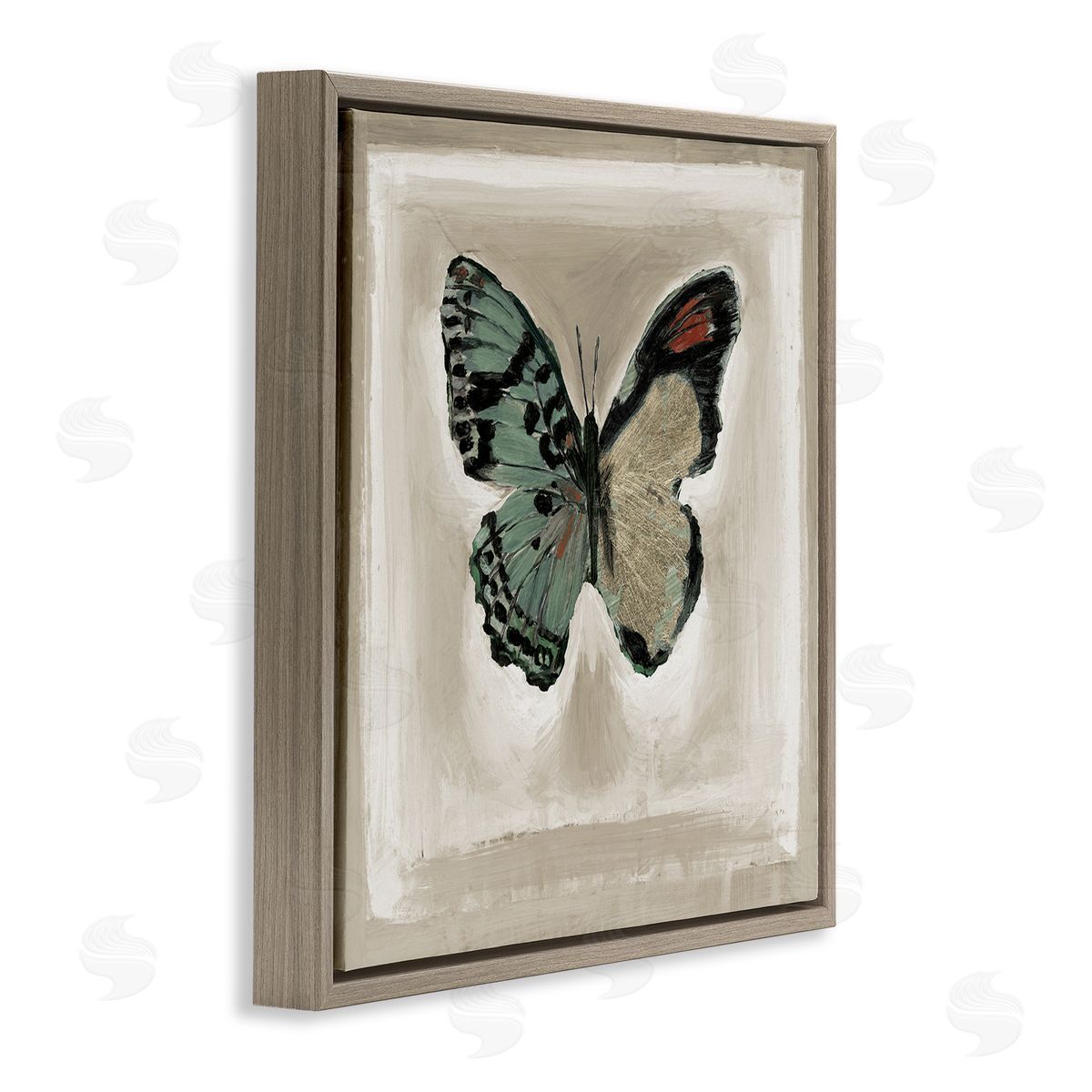 Stacy D'Aguiar Asymmetrical Butterfly Wings Brown Floating Frame Canvas Wall Art Print