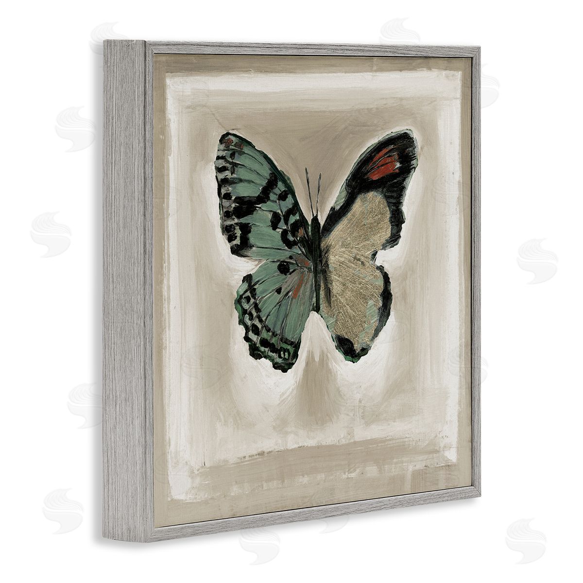 Stacy D'Aguiar Asymmetrical Butterfly Wings Gray Framed Glicee Wall Art Print