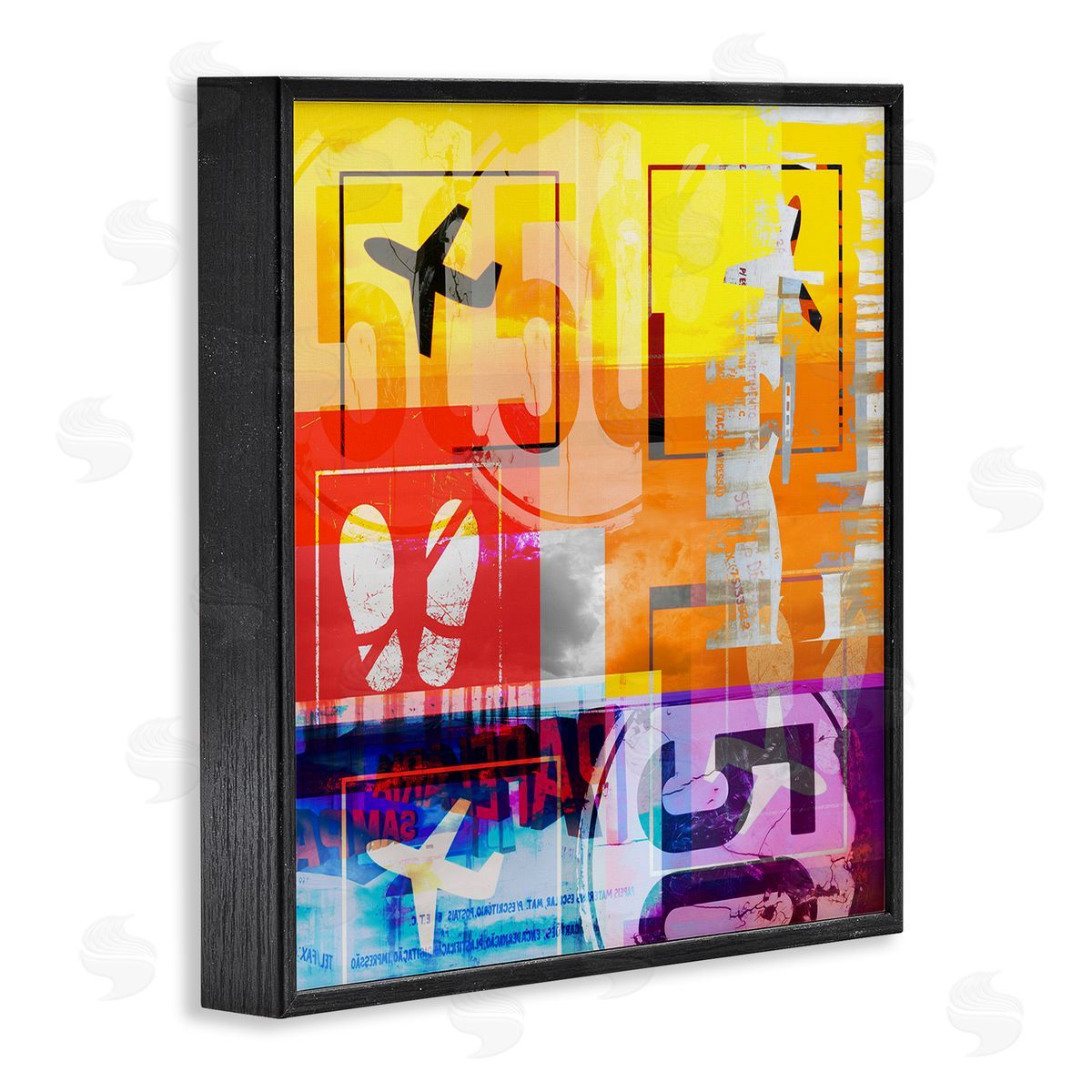Bold Airplanes Typography Collage Black Frame Print Wall Art, Home Decor by Jan Weiss