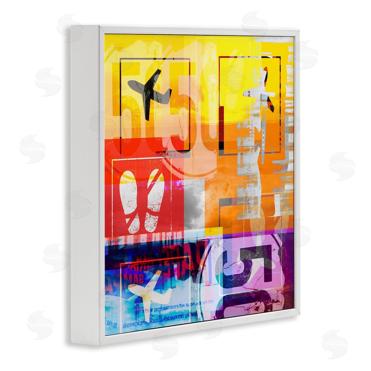 Bold Airplanes Typography Collage White Frame Print Wall Art, Home Decor by Jan Weiss