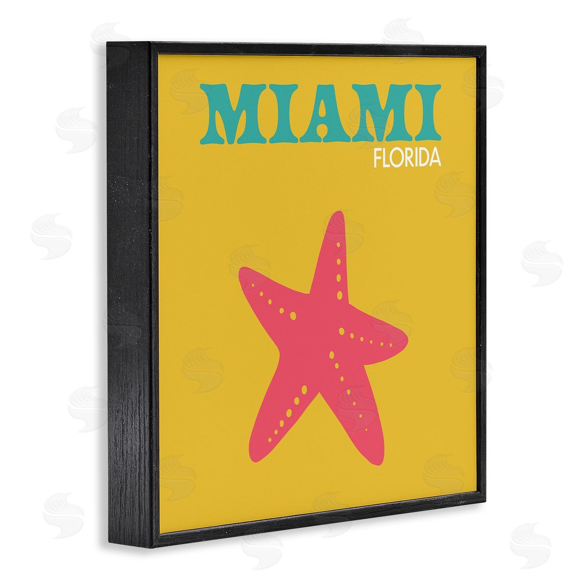 The Saturday Evening Post Vivid Miami Starfish Silhouette  Black Framed Glicee Wall Art Print