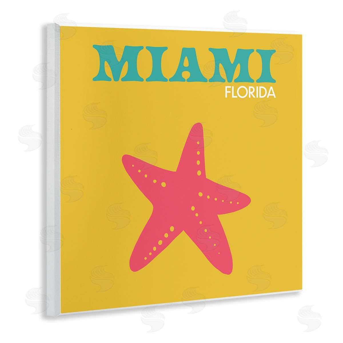 The Saturday Evening Post Vivid Miami Starfish Silhouette  Wooden Wall Plaque Art Print