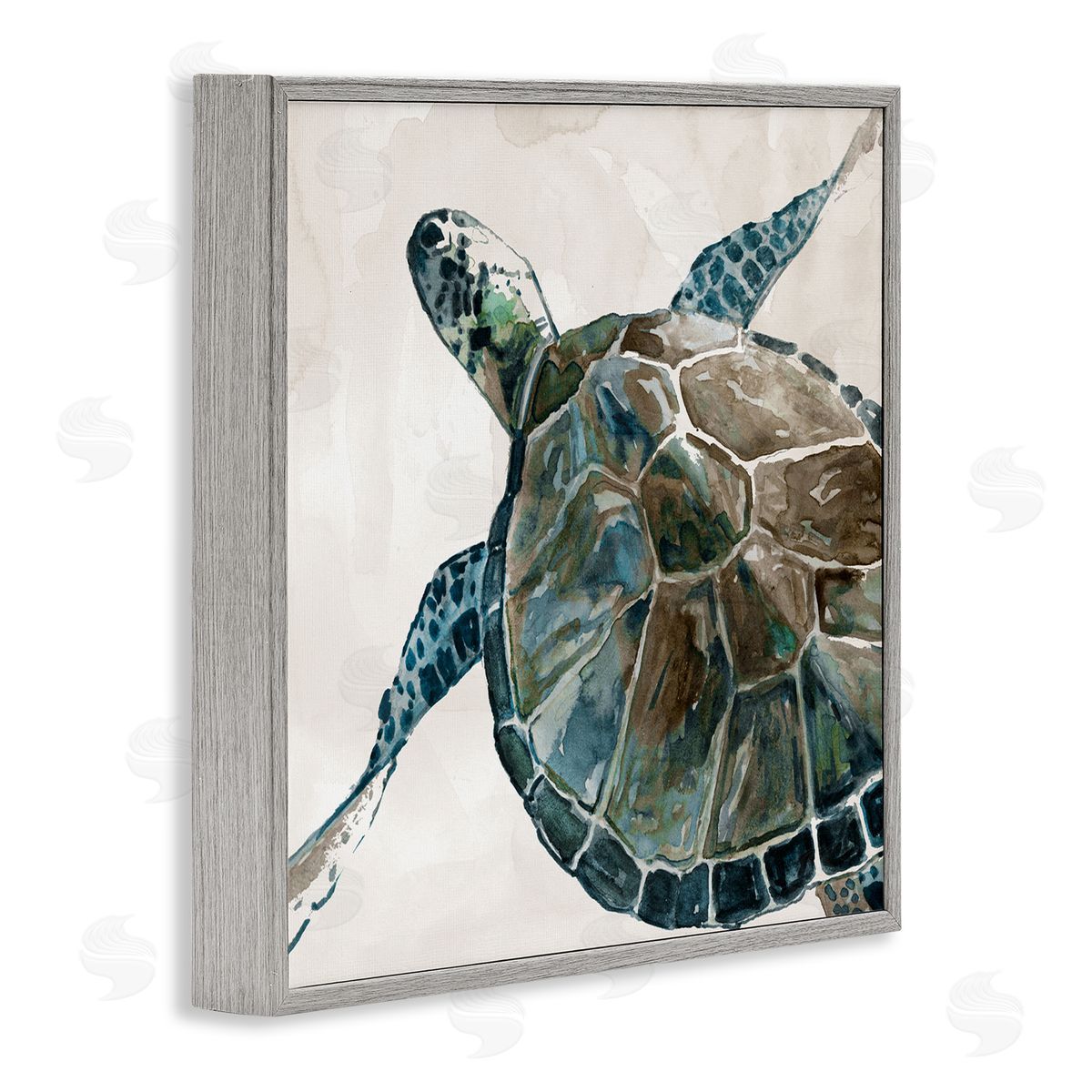 Carol Robinson Beige Sea Turtle Swimming  Gray Framed Glicee Wall Art Print