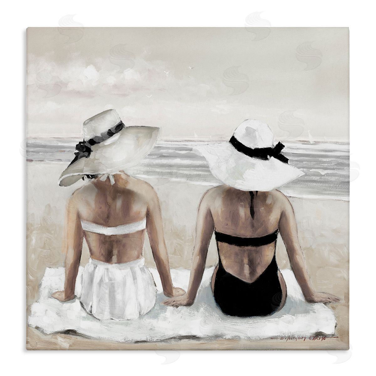 E. Anthony Orme Beach Friends Ocean Shore Stretched Canvas Wall Art Print