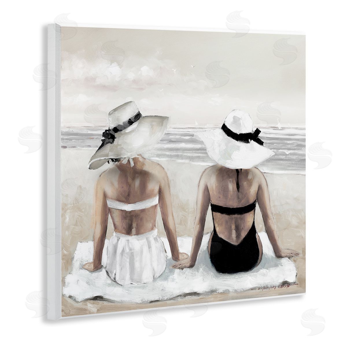 E. Anthony Orme Beach Friends Ocean Shore Wooden Wall Plaque Art Print
