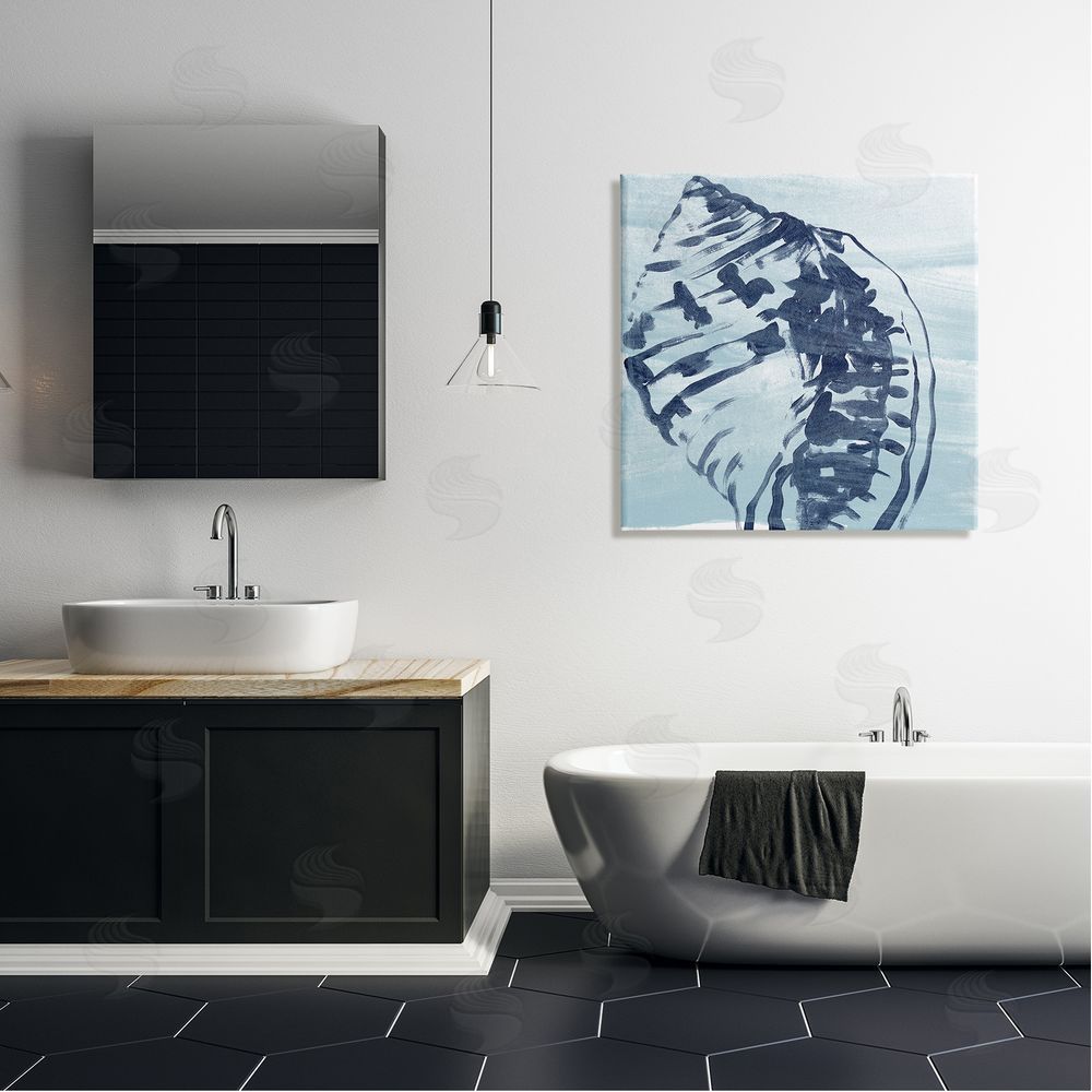June Erica Vess Aquatic Blue Seashell Motif Canvas Wall Art in Room