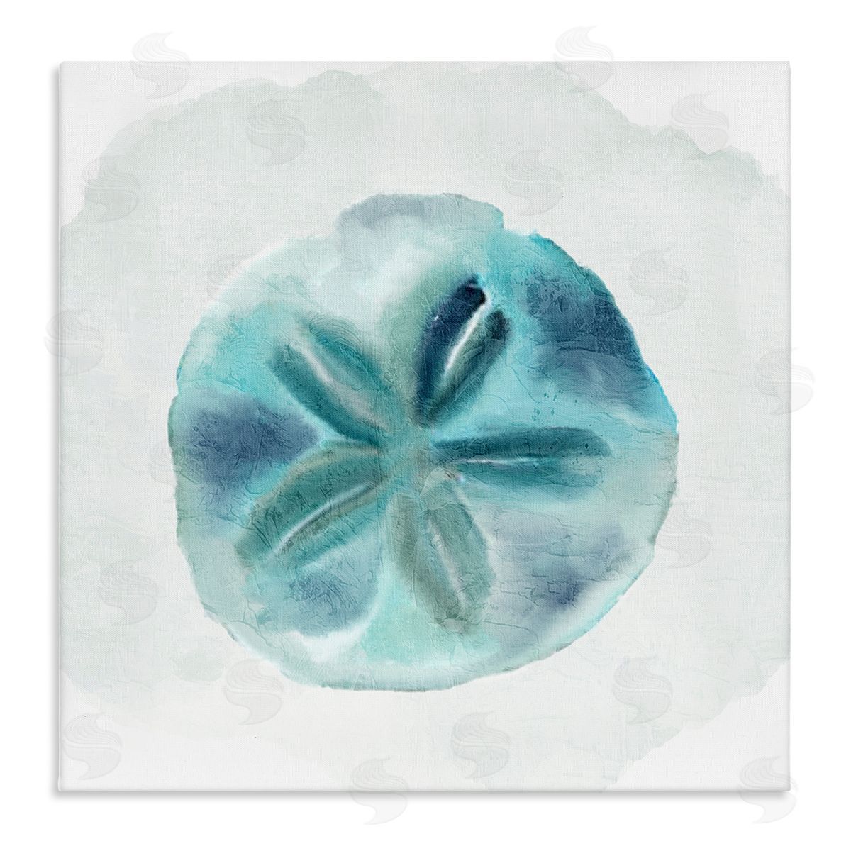 Kim Allen Beachy Blue Sand Dollar  Stretched Canvas Wall Art Print