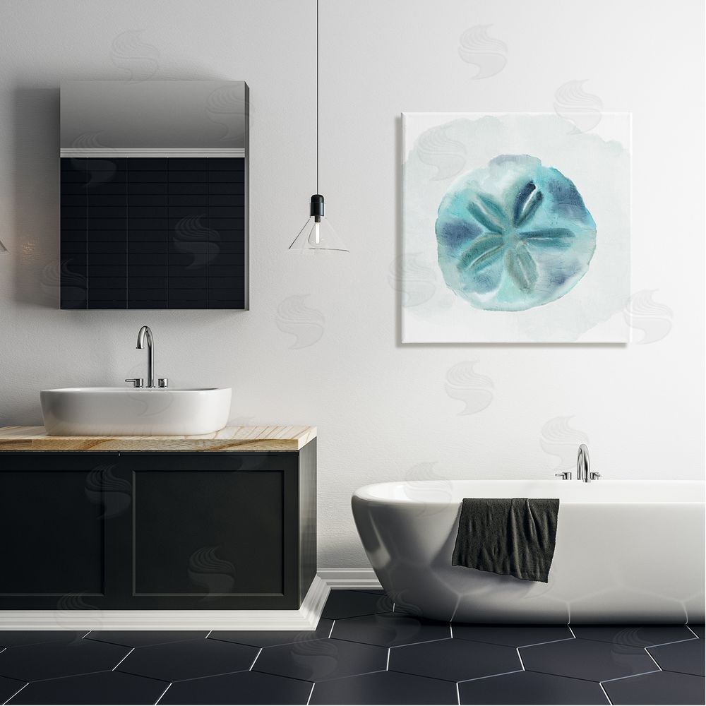 Kim Allen Beachy Blue Sand Dollar  Canvas Wall Art in Room