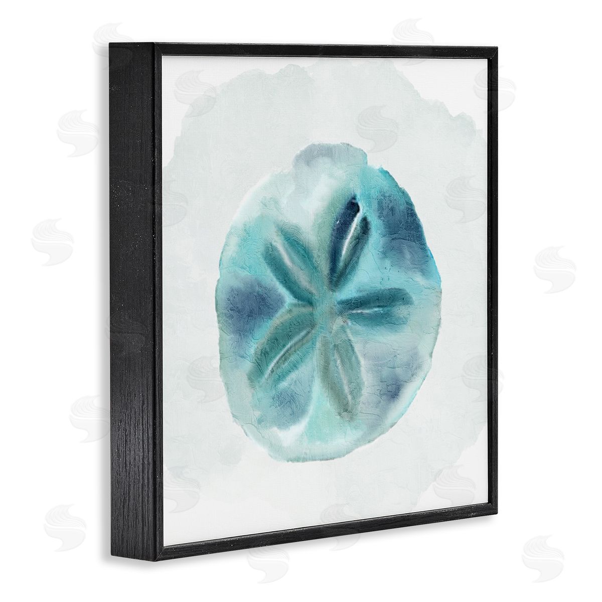 Kim Allen Beachy Blue Sand Dollar  Black Framed Glicee Wall Art Print