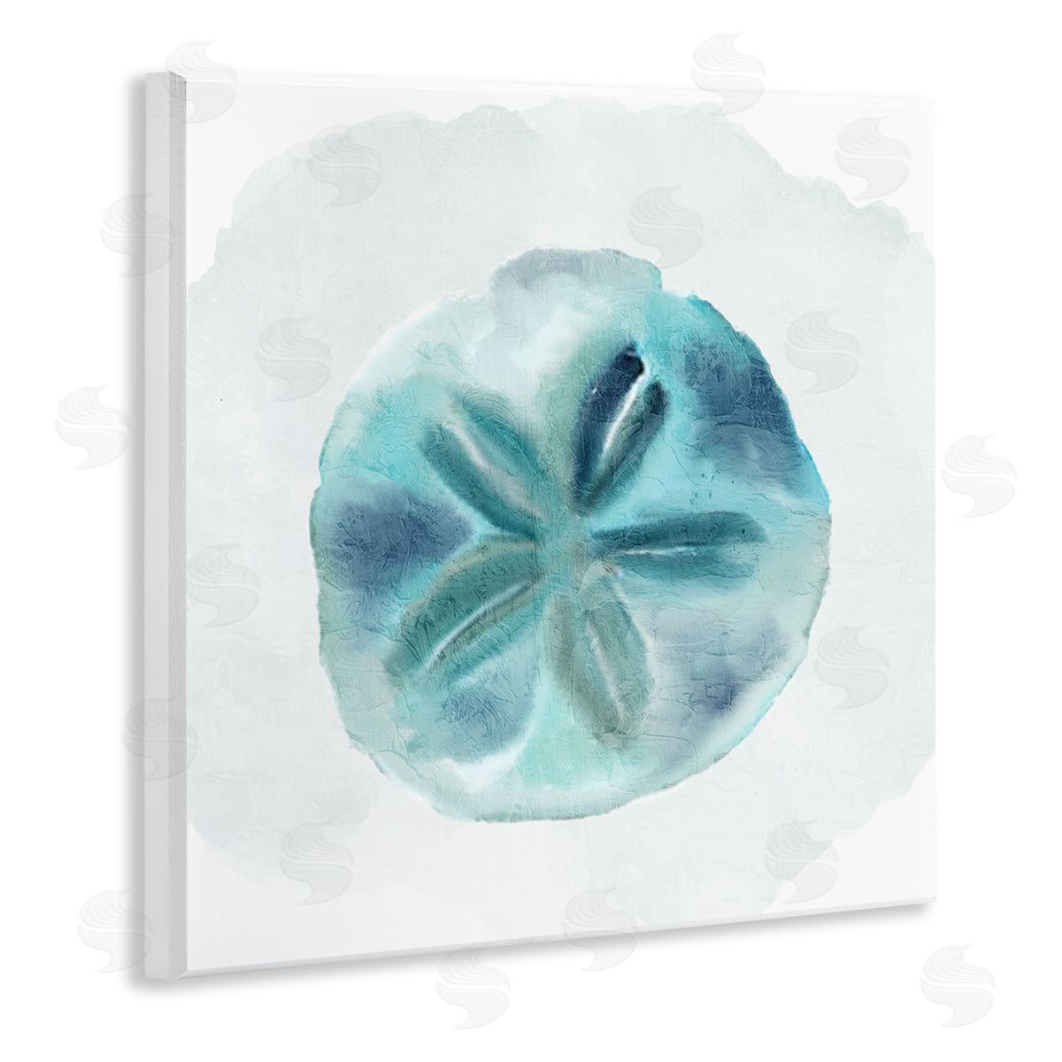 Kim Allen Beachy Blue Sand Dollar  Wooden Wall Plaque Art Print