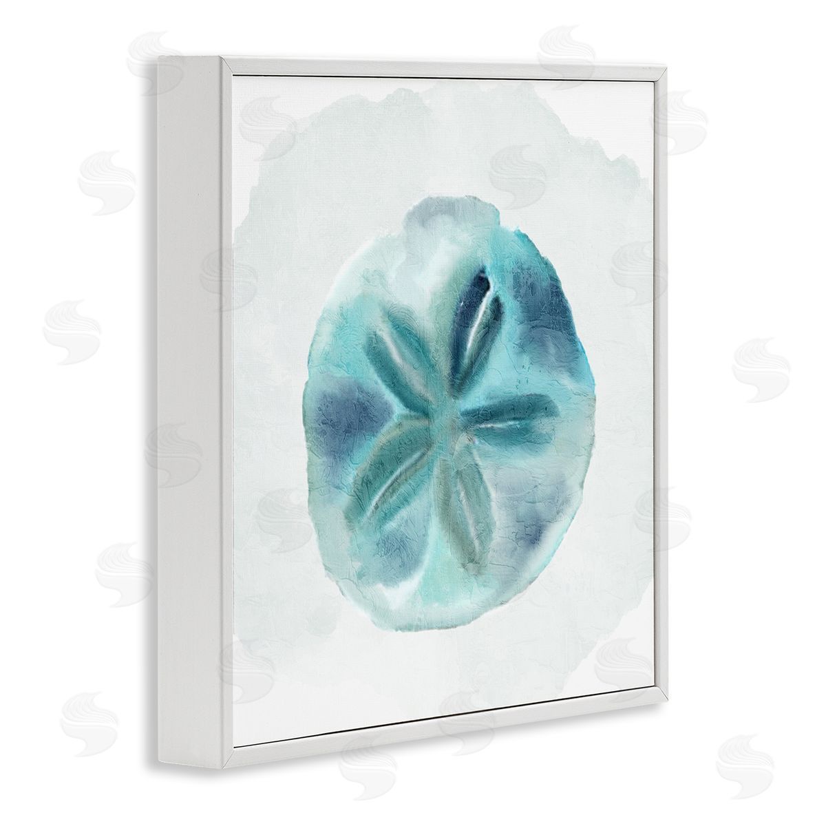 Kim Allen Beachy Blue Sand Dollar  White Framed Glicee Wall Art Print