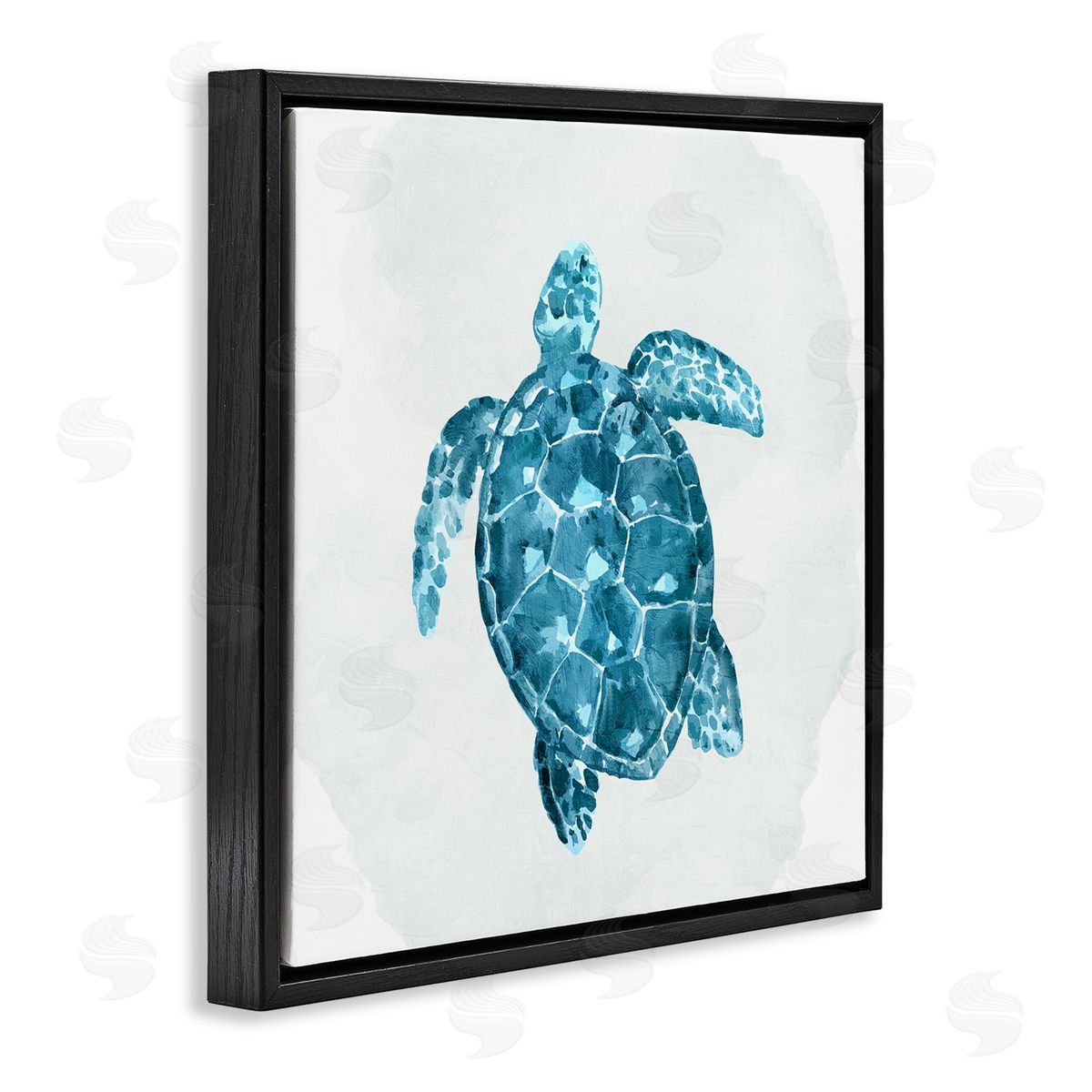Kim Allen Aquatic Sea Life Tortoise Black Floating Frame Canvas Wall Art Print